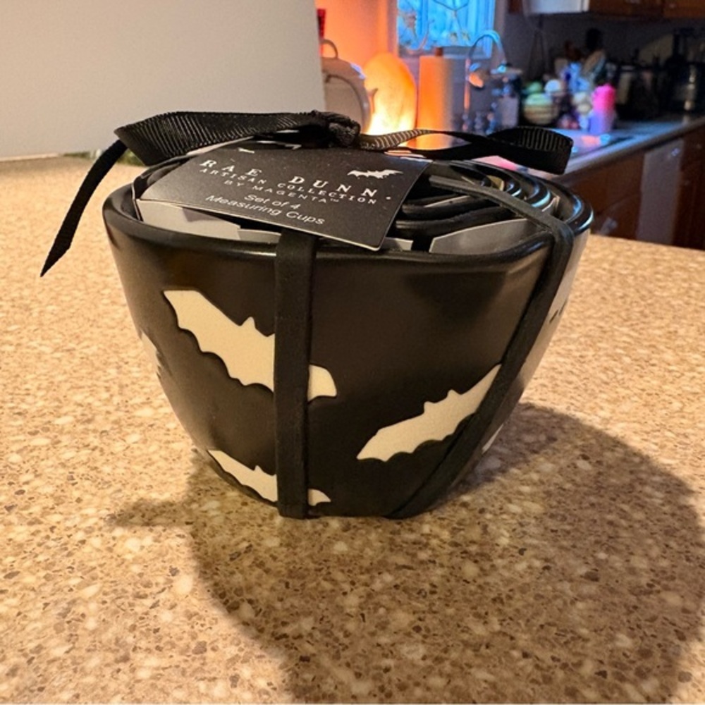 Rae Dunn Black Measuring Cups Set Spooky Halloween Bats